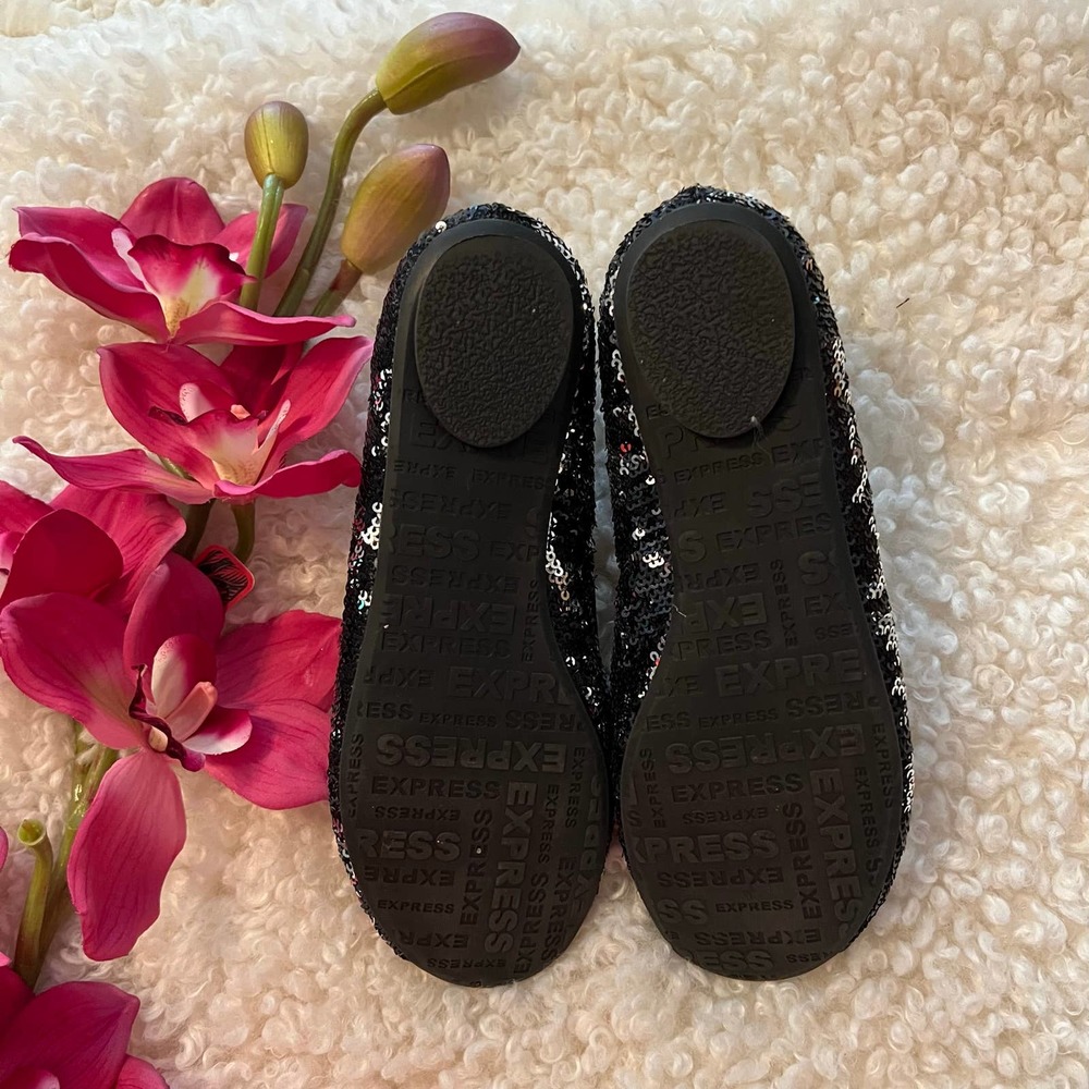 Express Open Toe Sequined Flats Size 6 - image 7
